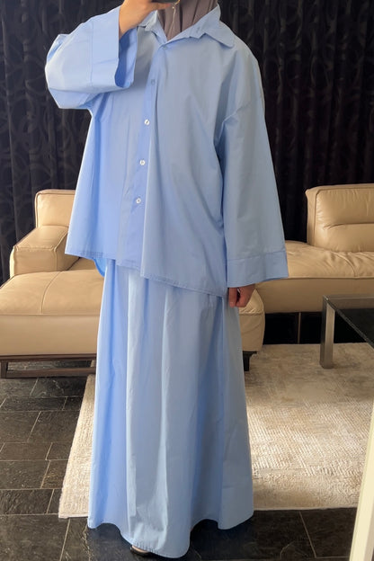 BLUE COTTON SKIRT SET