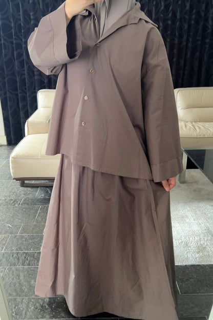 DARK-BROWN COTTON SKIRT SET