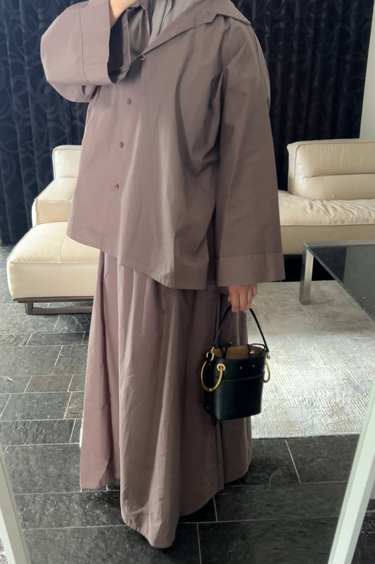 DARK-BROWN COTTON SKIRT SET