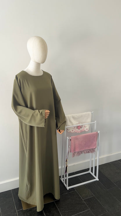 LACE ABAYA KHIMAR SET OLIVE GREEN