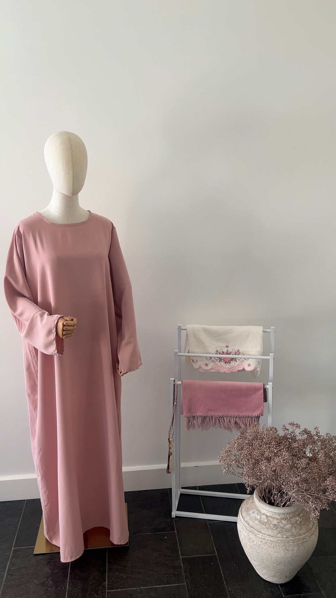 LACE ABAYA KHIMAR SET PINK