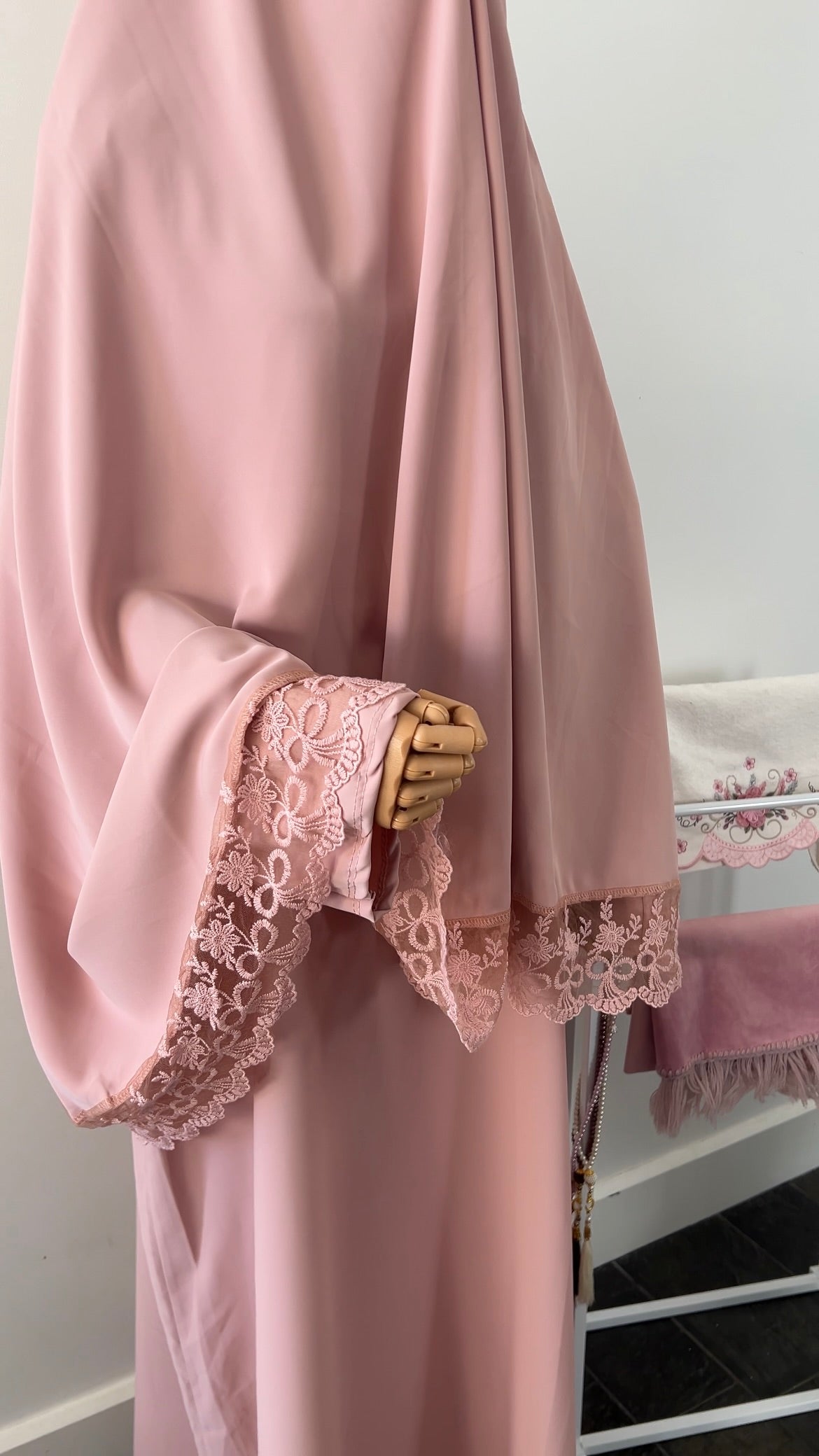 LACE ABAYA KHIMAR SET PINK