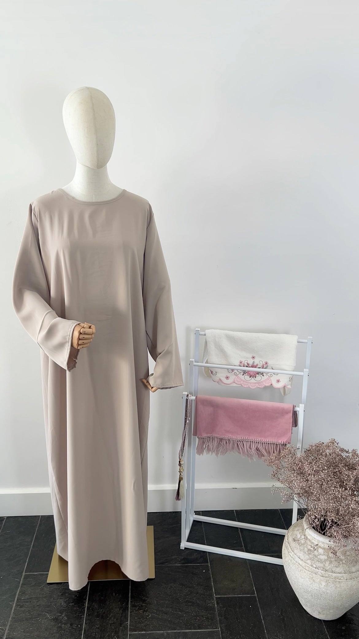 LACE ABAYA KHIMAR SET BEIGE