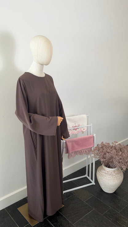 LACE ABAYA KHIMAR SET BROWN