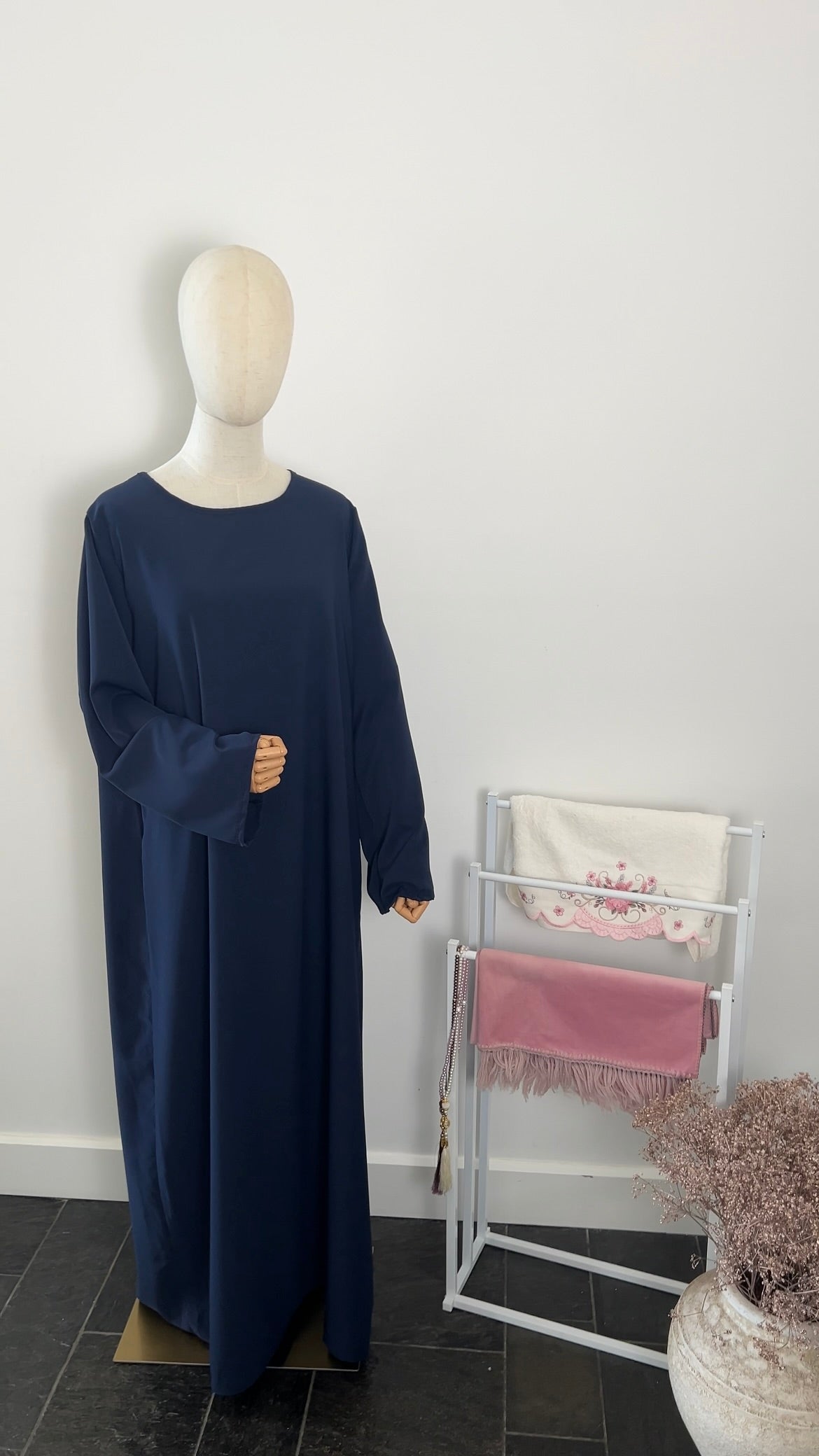 LACE ABAYA KHIMAR SET NAVY
