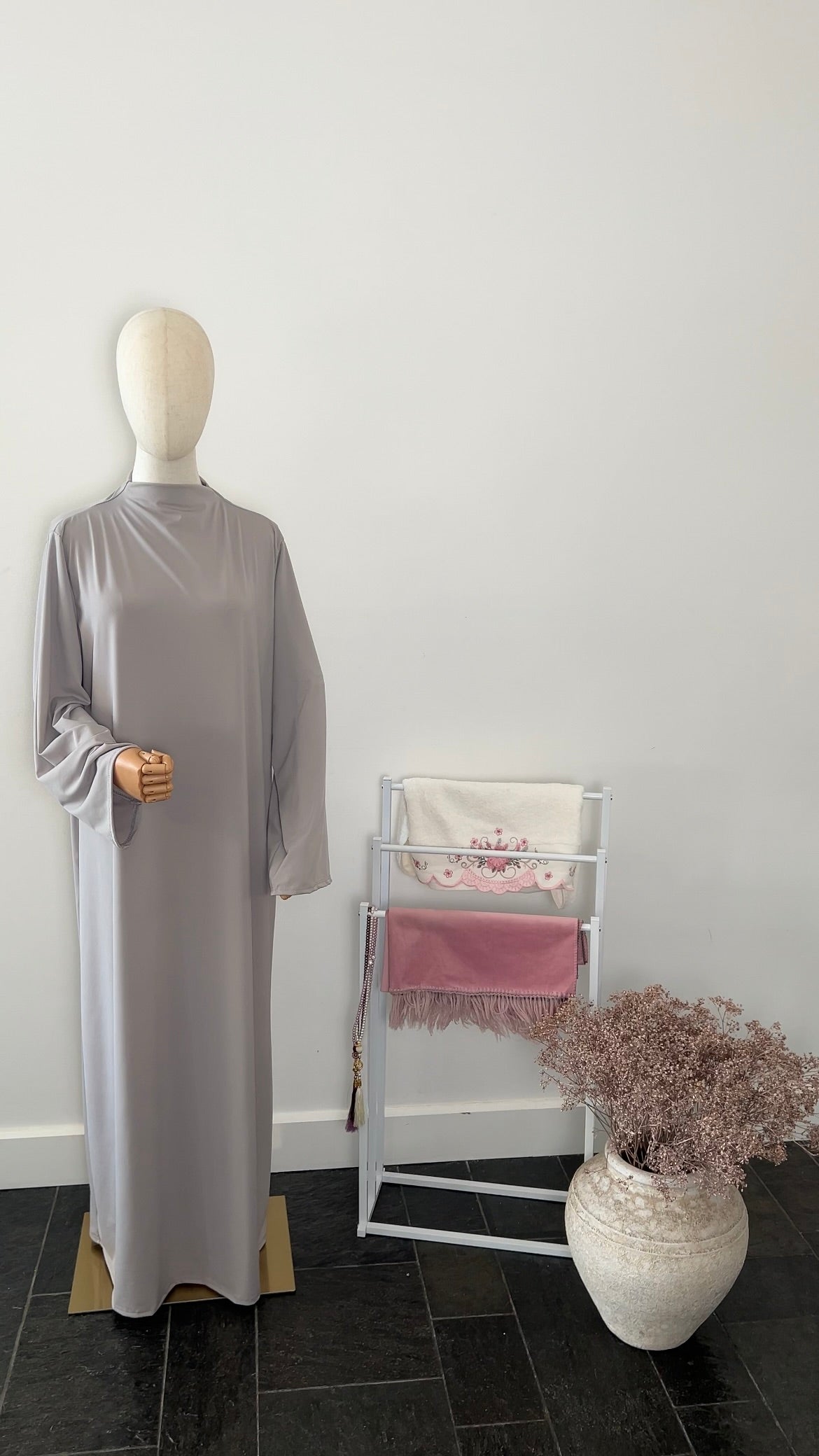 RUFFLE ABAYA KHIMAR SET LIGHT TAUPE
