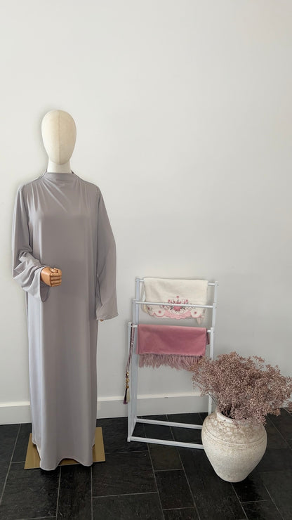 RUFFLE ABAYA KHIMAR SET LIGHT TAUPE