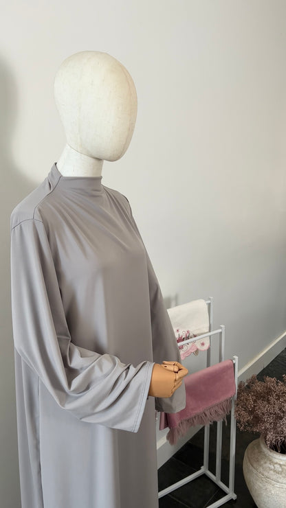 RUFFLE ABAYA KHIMAR SET LIGHT TAUPE