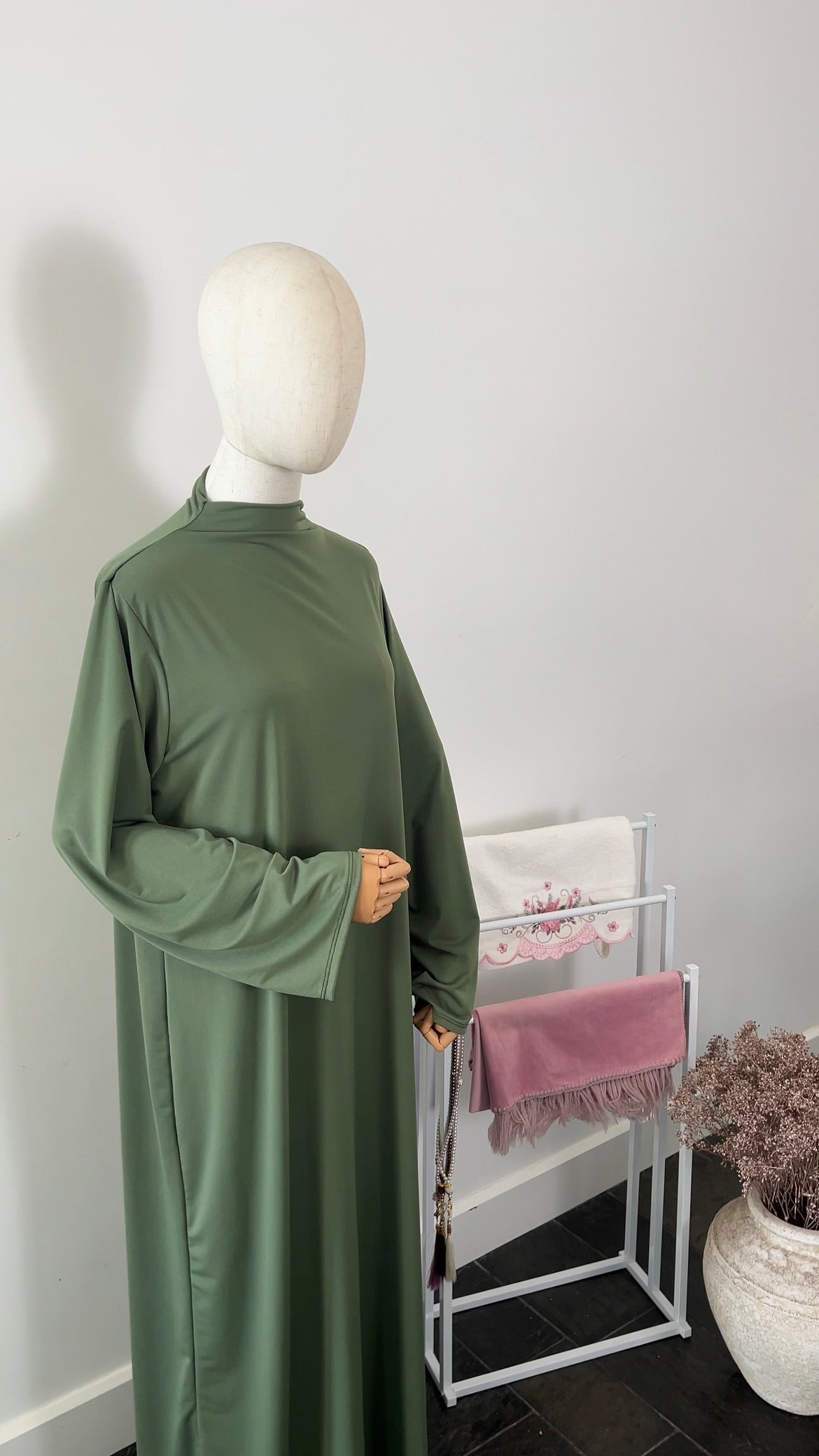 RUFFLE ABAYA KHIMAR SET APPLE GREEN
