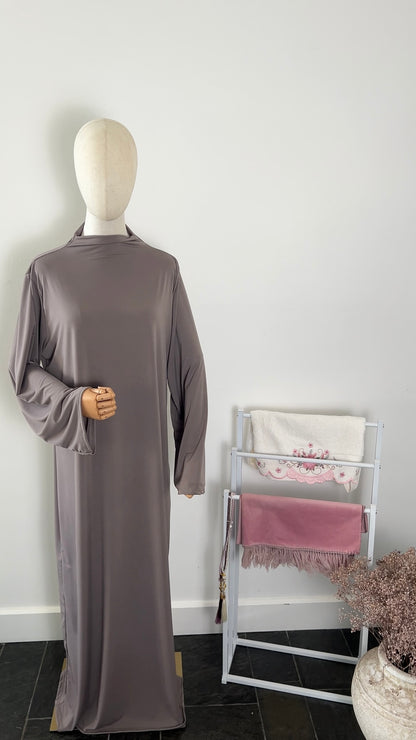 RUFFLE ABAYA KHIMAR SET TAUPE