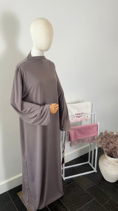 RUFFLE ABAYA KHIMAR SET TAUPE