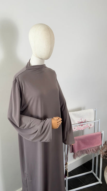 RUFFLE ABAYA KHIMAR SET TAUPE