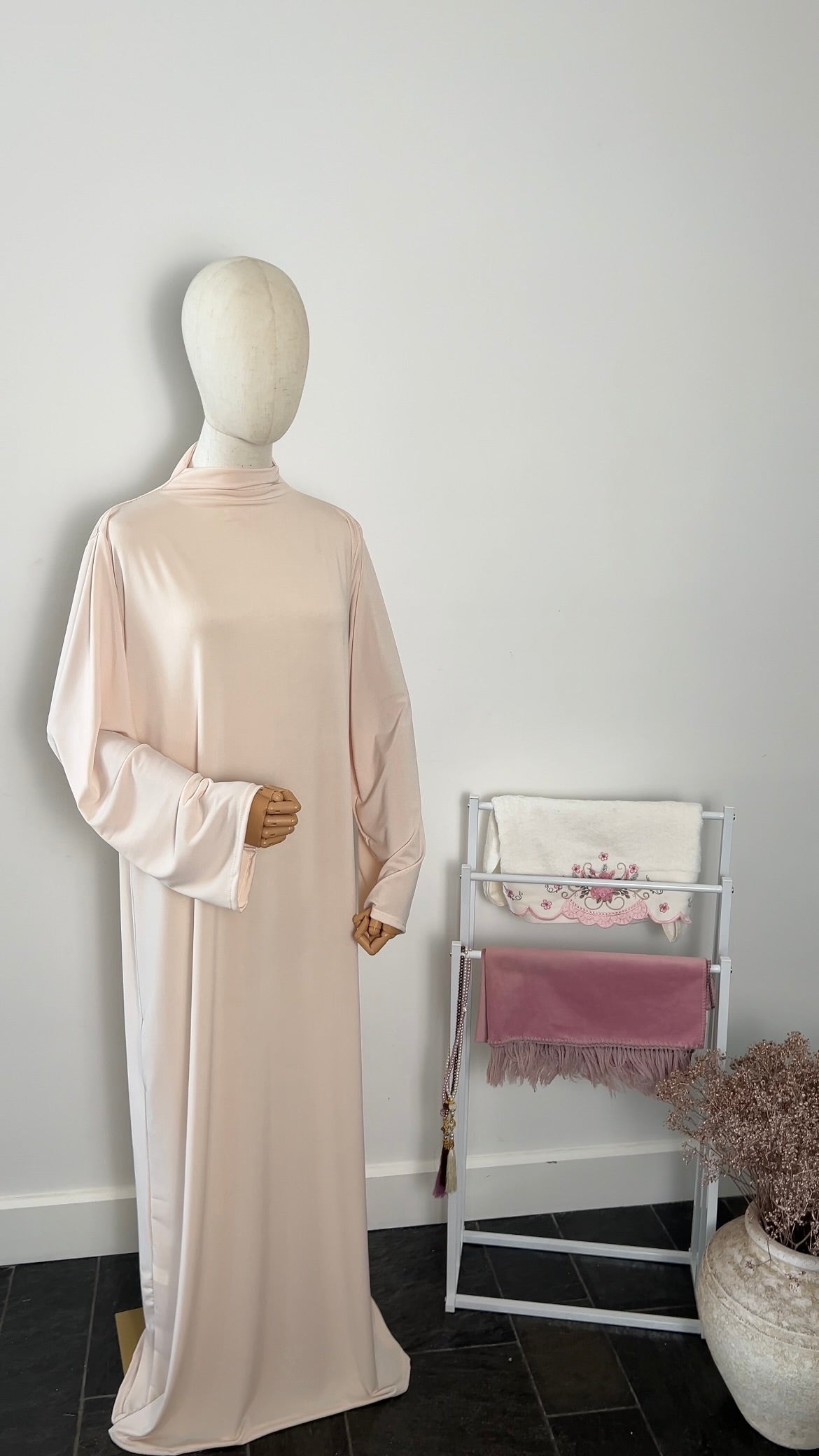 RUFFLE ABAYA KHIMAR SET BEIGE
