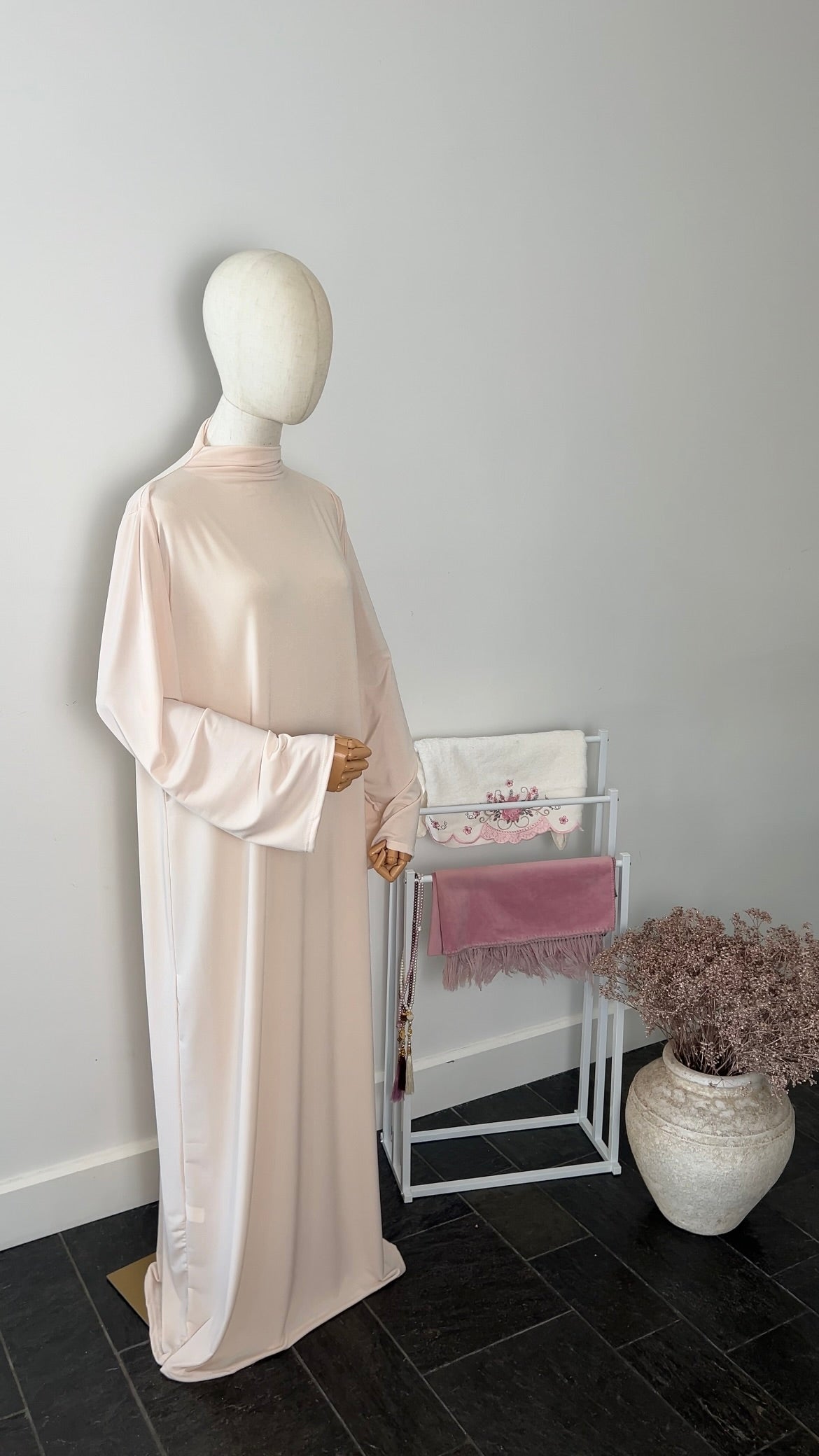 RUFFLE ABAYA KHIMAR SET BEIGE