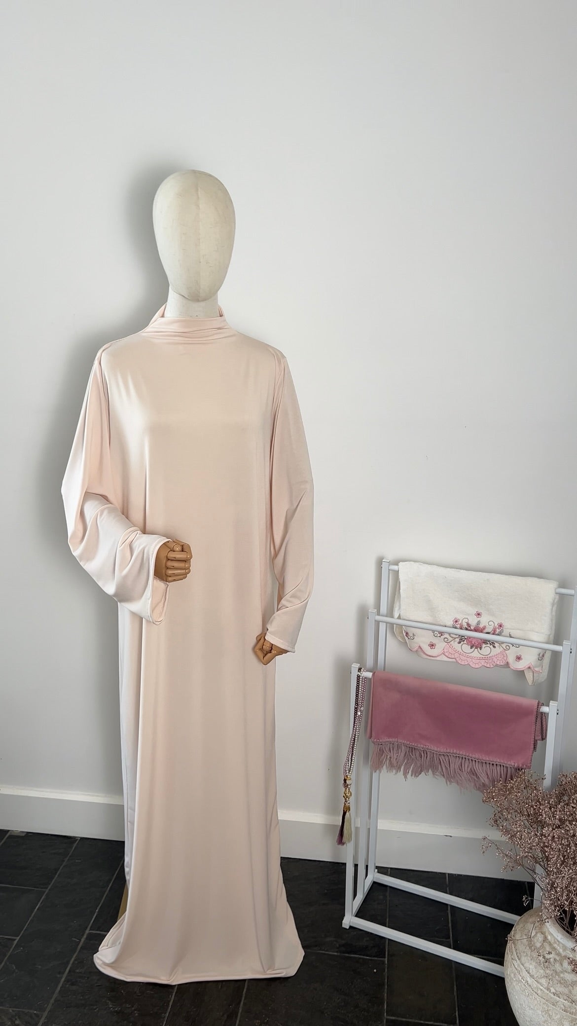 RUFFLE ABAYA KHIMAR SET BEIGE