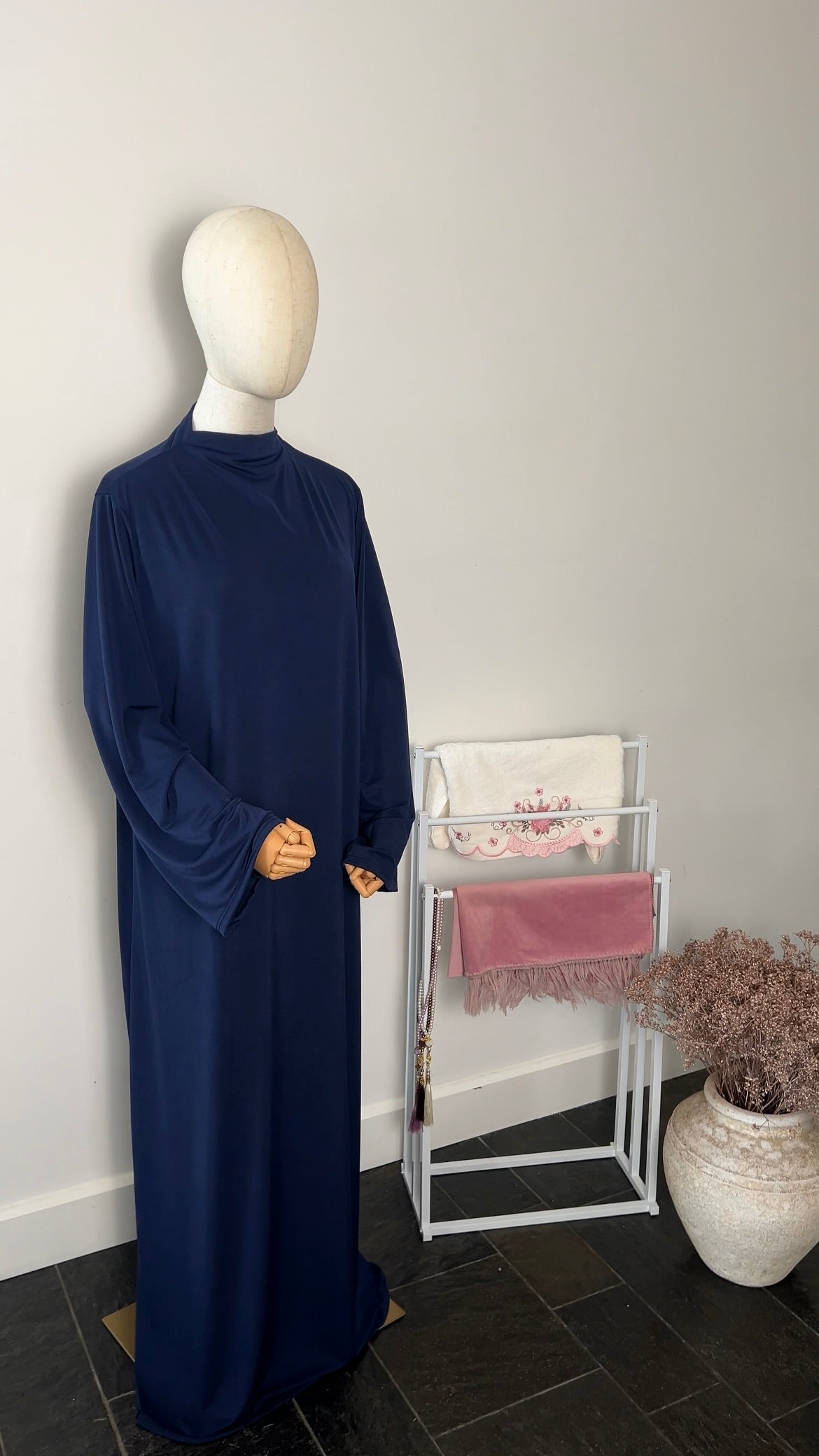 RUFFLE ABAYA KHIMAR SET NAVY