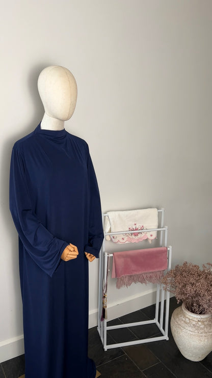 RUFFLE ABAYA KHIMAR SET NAVY