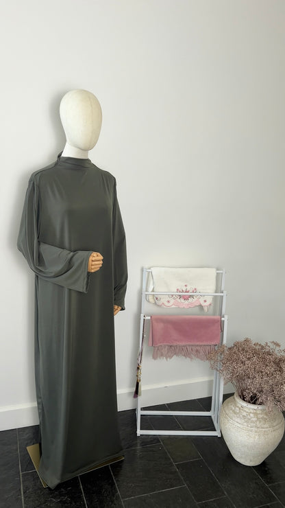 RUFFLE ABAYA KHIMAR SET DARK KHAKI
