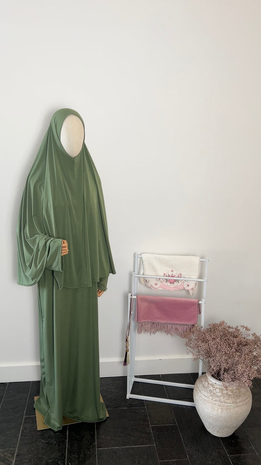 ABAYA KHIMAR SET APPLE GREEN