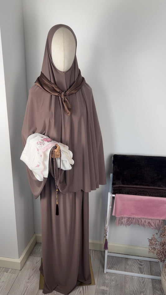 SKIRT KHIMAR SET PURPLE TAUPE