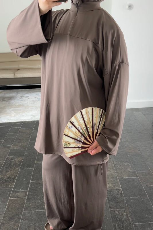 TAUPE ZIP BURKINI (3 piece)