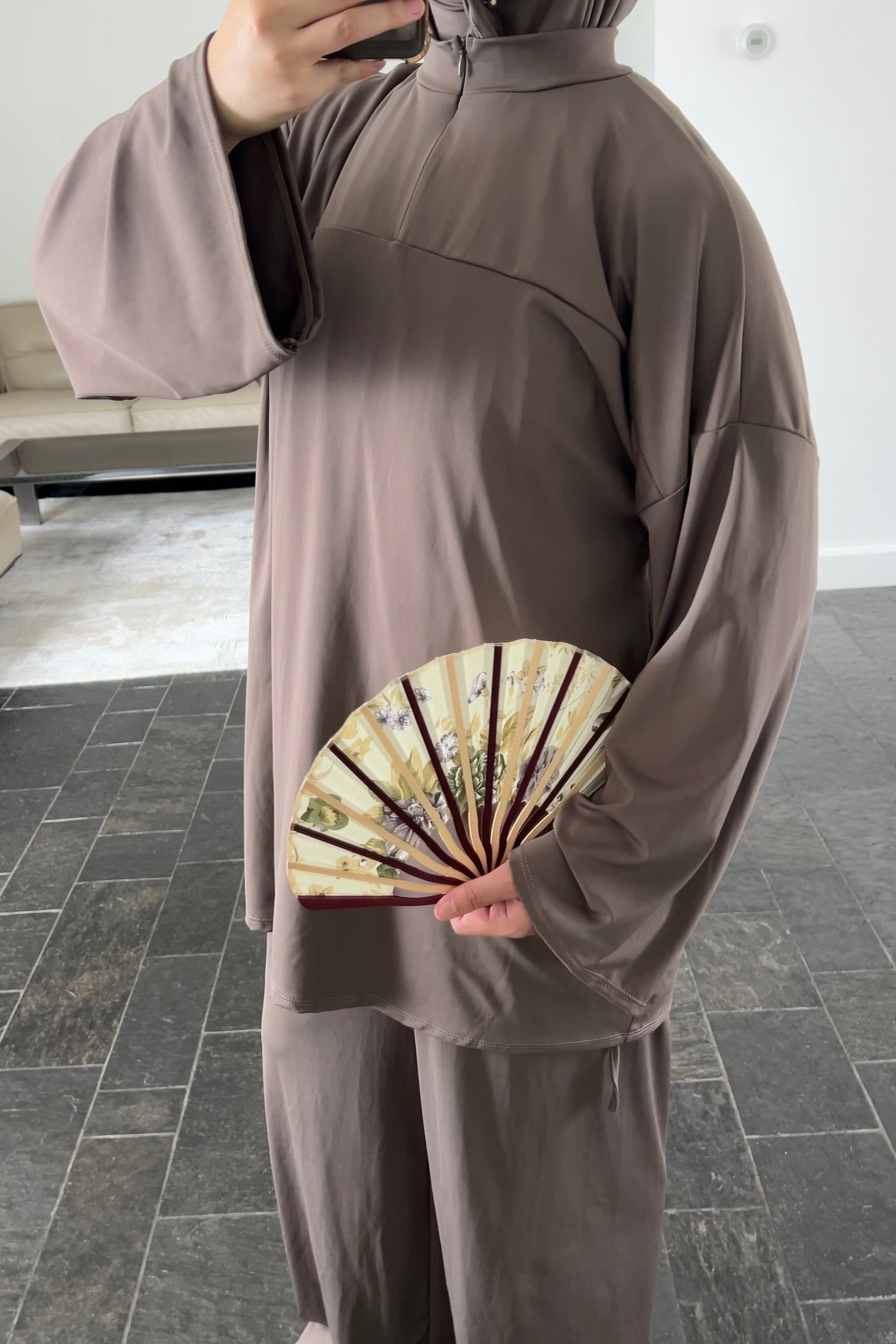 TAUPE ZIP BURKINI (3 piece)