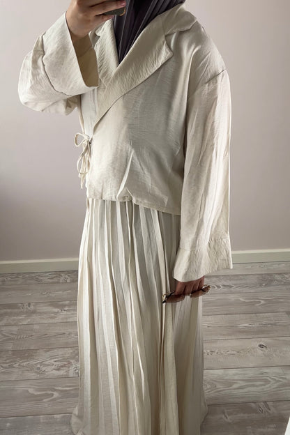 BEIGE PLISSE WRAP SET