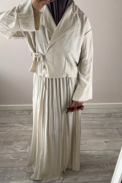 BEIGE PLISSE WRAP SET