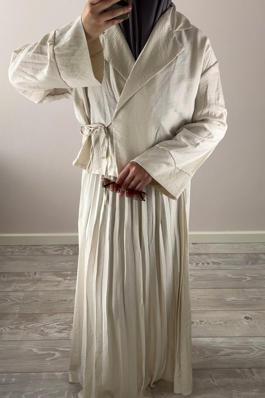 BEIGE PLISSE WRAP SET