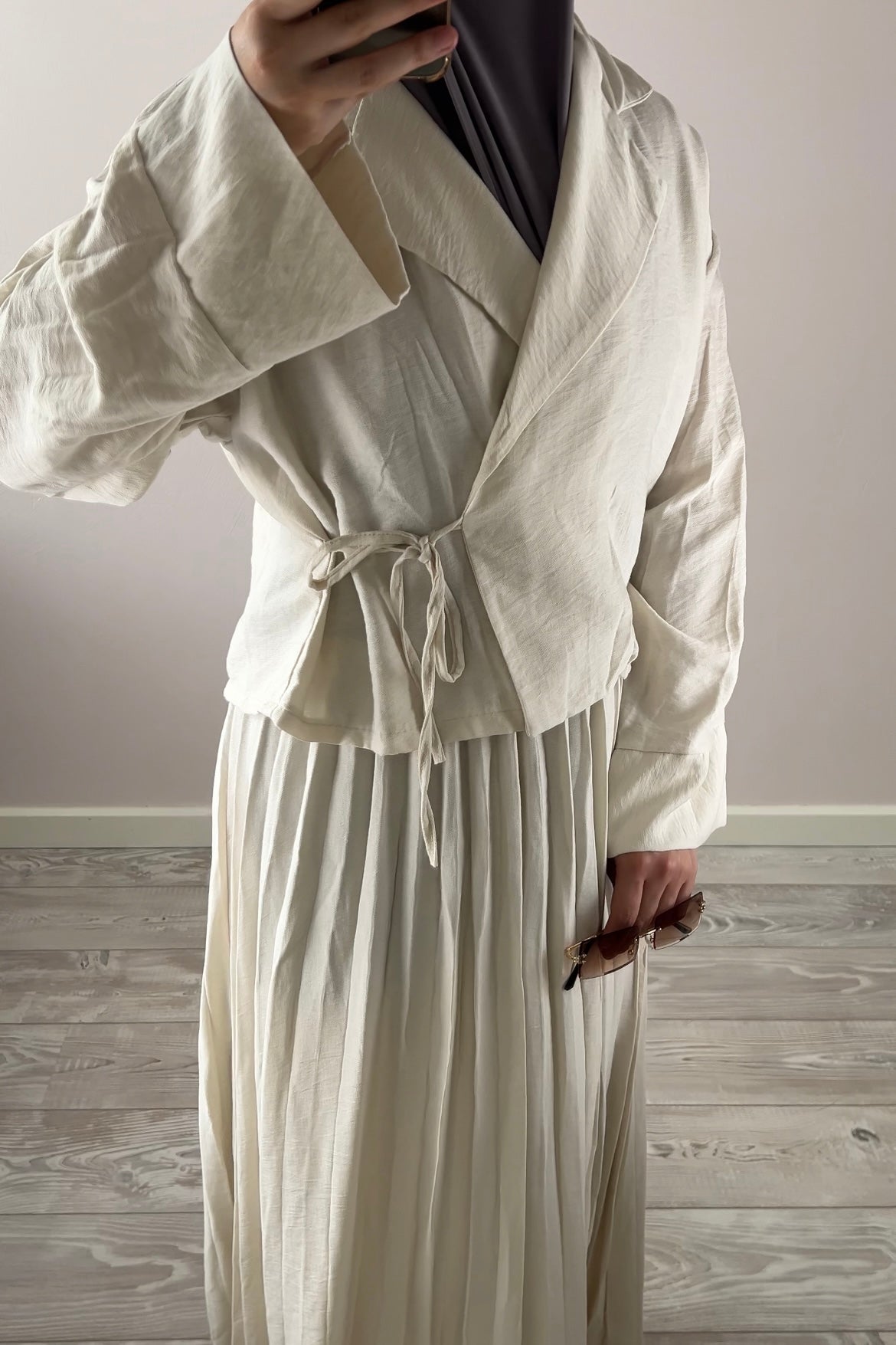 BEIGE PLISSE WRAP SET
