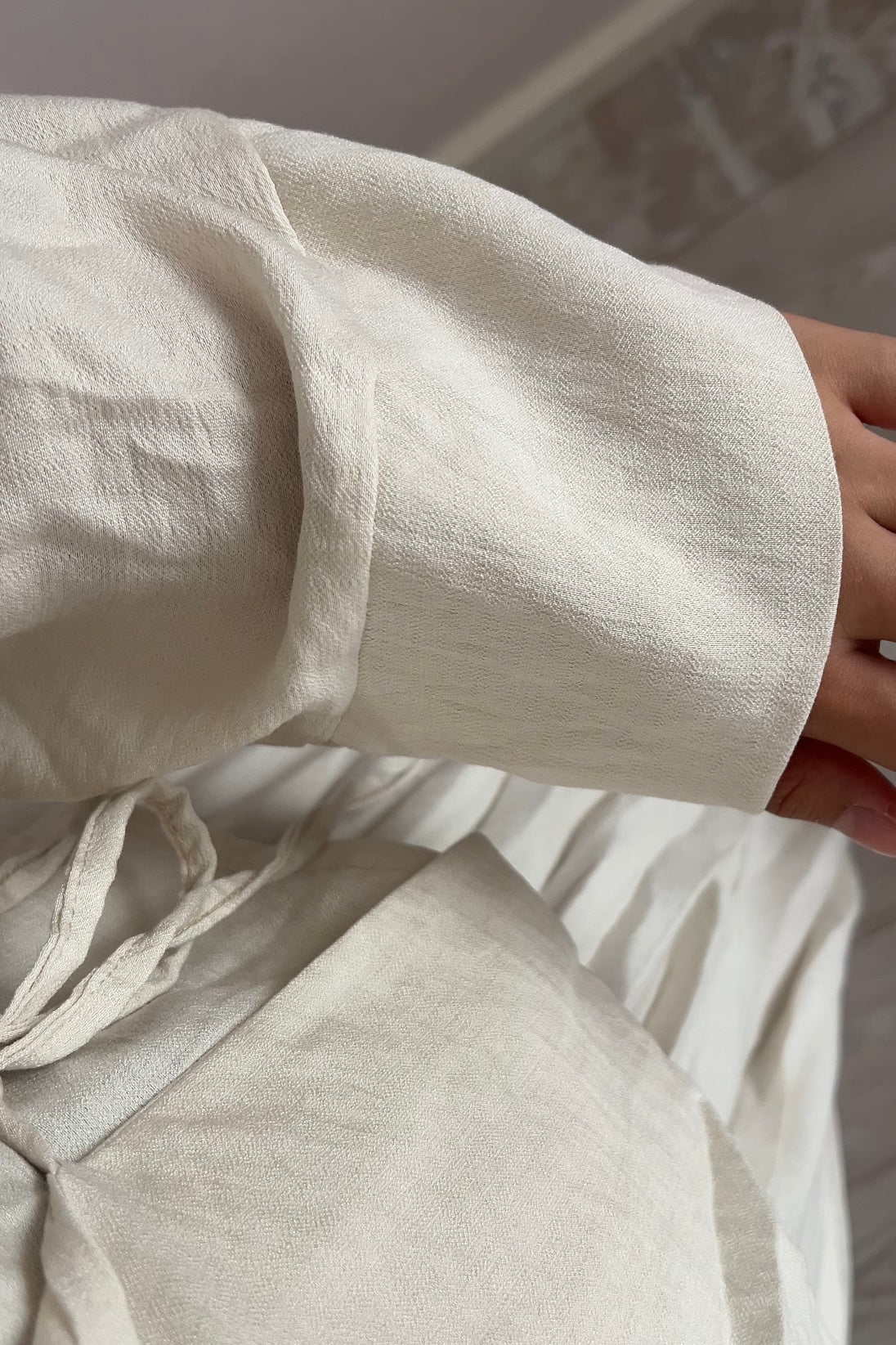 BEIGE PLISSE WRAP SET