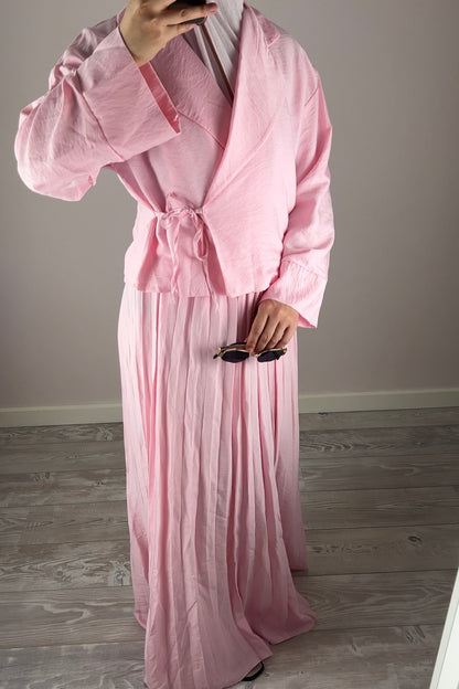PINK PLISSE WRAP SET
