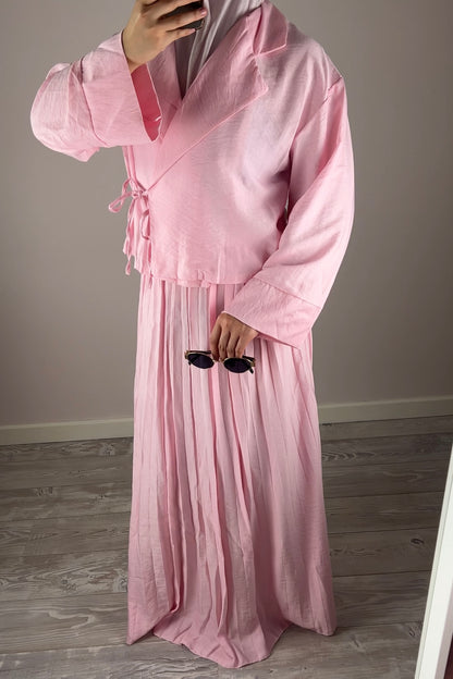 PINK PLISSE WRAP SET