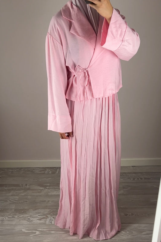 PINK PLISSE WRAP SET
