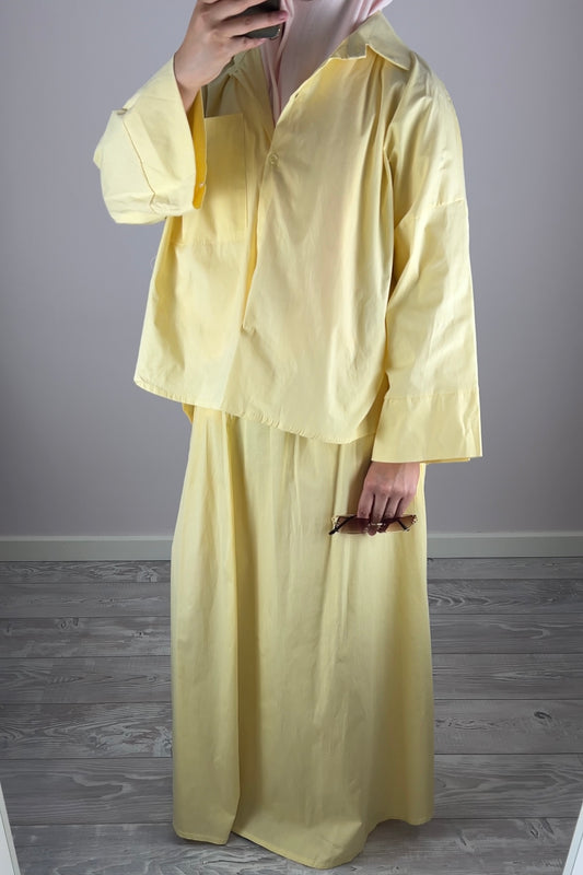 BUTTER YELLOW COTTON SKIRT SET