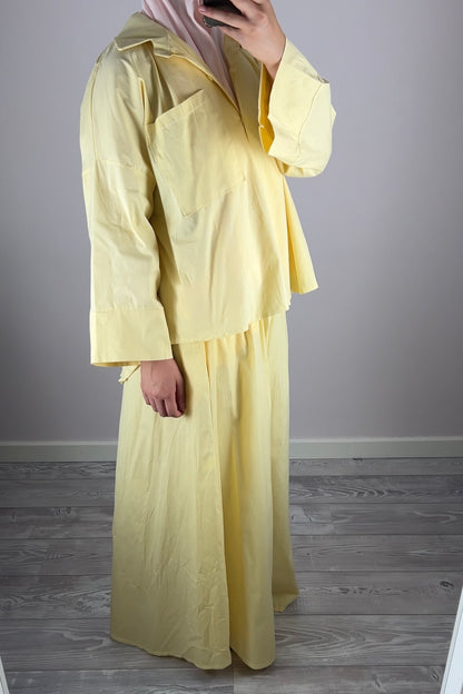BUTTER YELLOW COTTON SKIRT SET