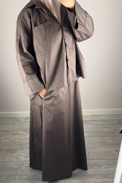 TAUPE COTTON SKIRT SET
