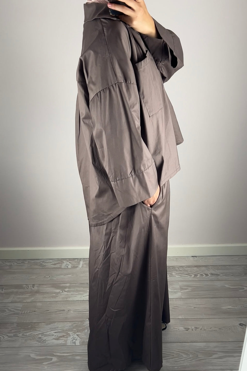 TAUPE COTTON SKIRT SET