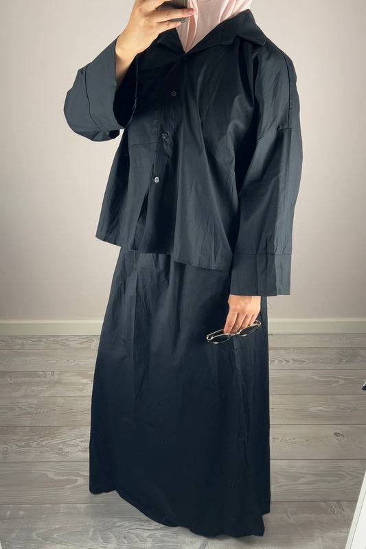 BLACK COTTON SKIRT SET