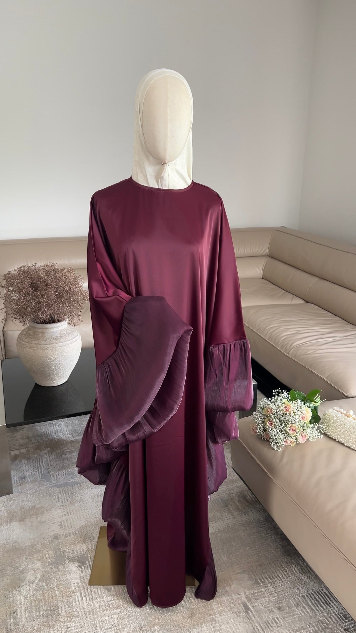 BUTTERFLY ABAYA BORDEAUX