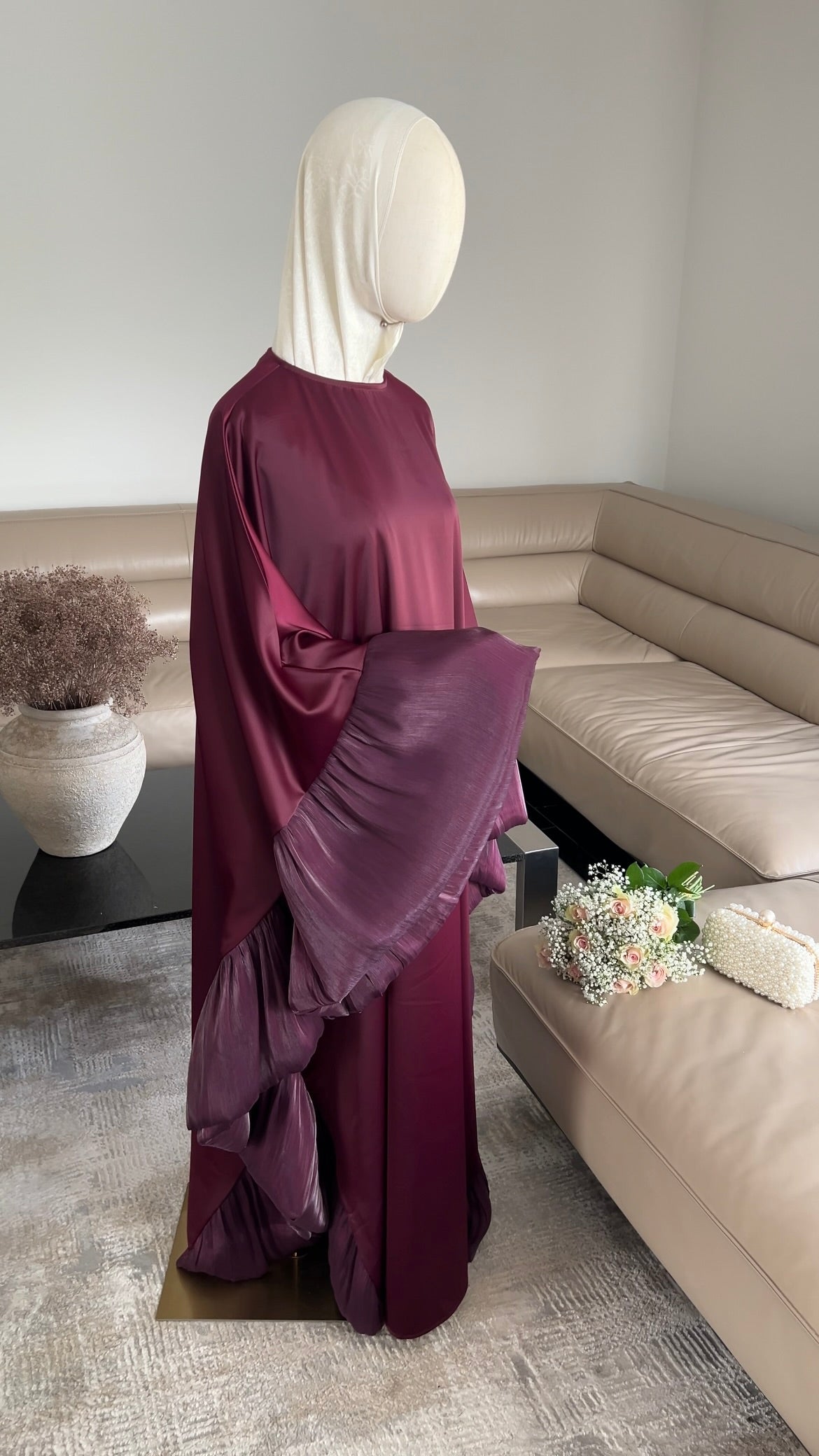 BUTTERFLY ABAYA BORDEAUX