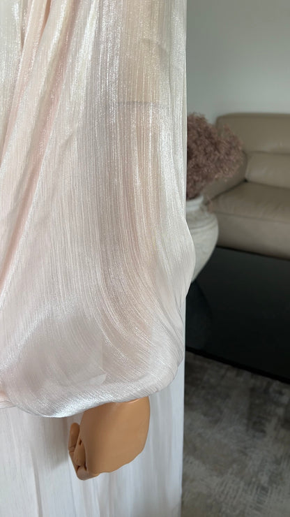 SATIN DRAPE DRESS CRÈME