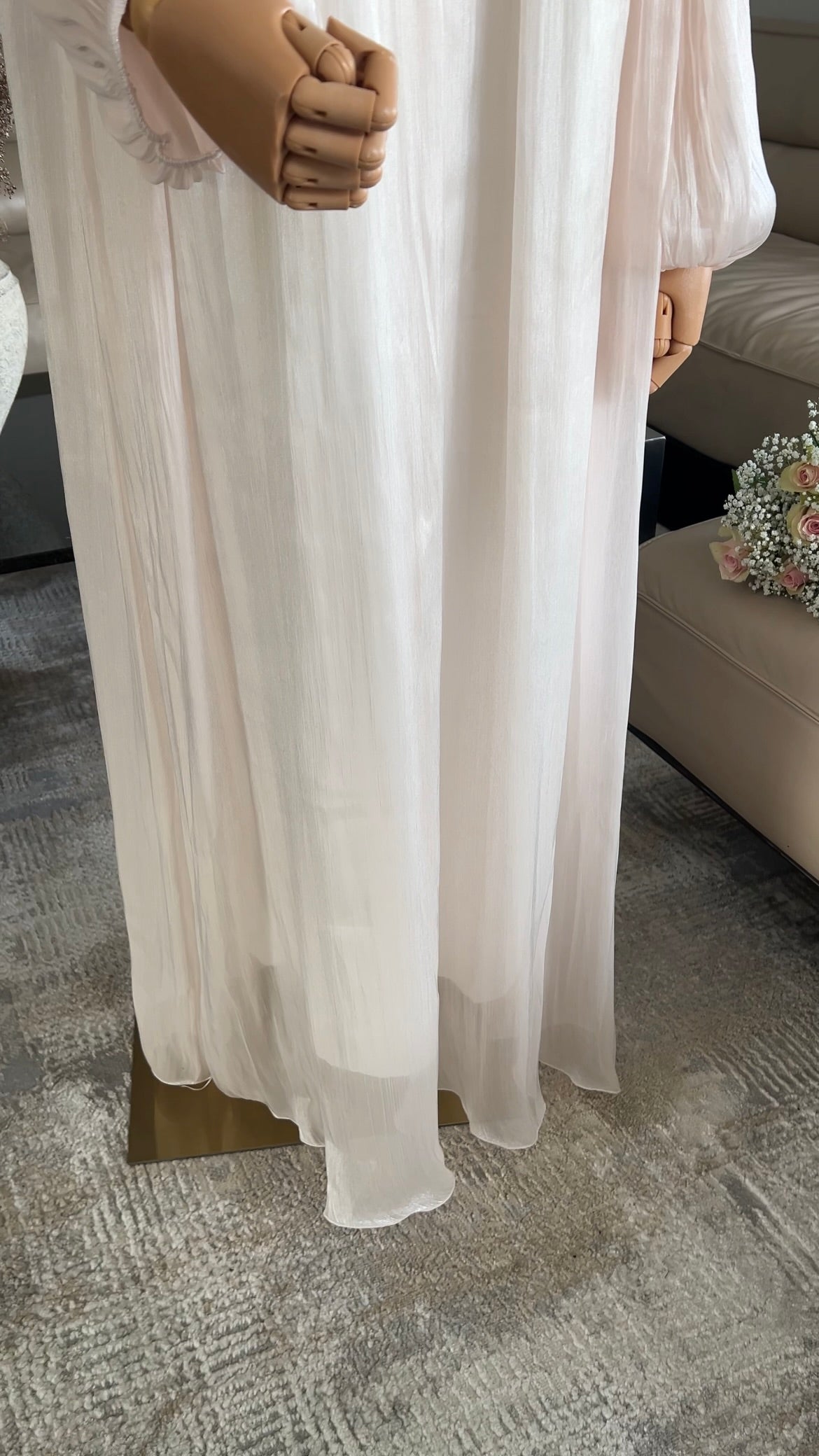 SATIN DRAPE DRESS CRÈME