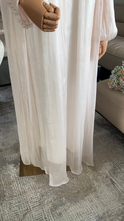 SATIN DRAPE DRESS CRÈME