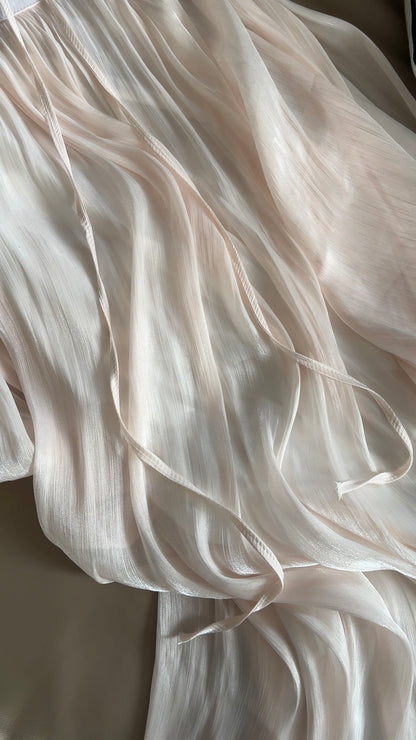 SATIN DRAPE DRESS CRÈME