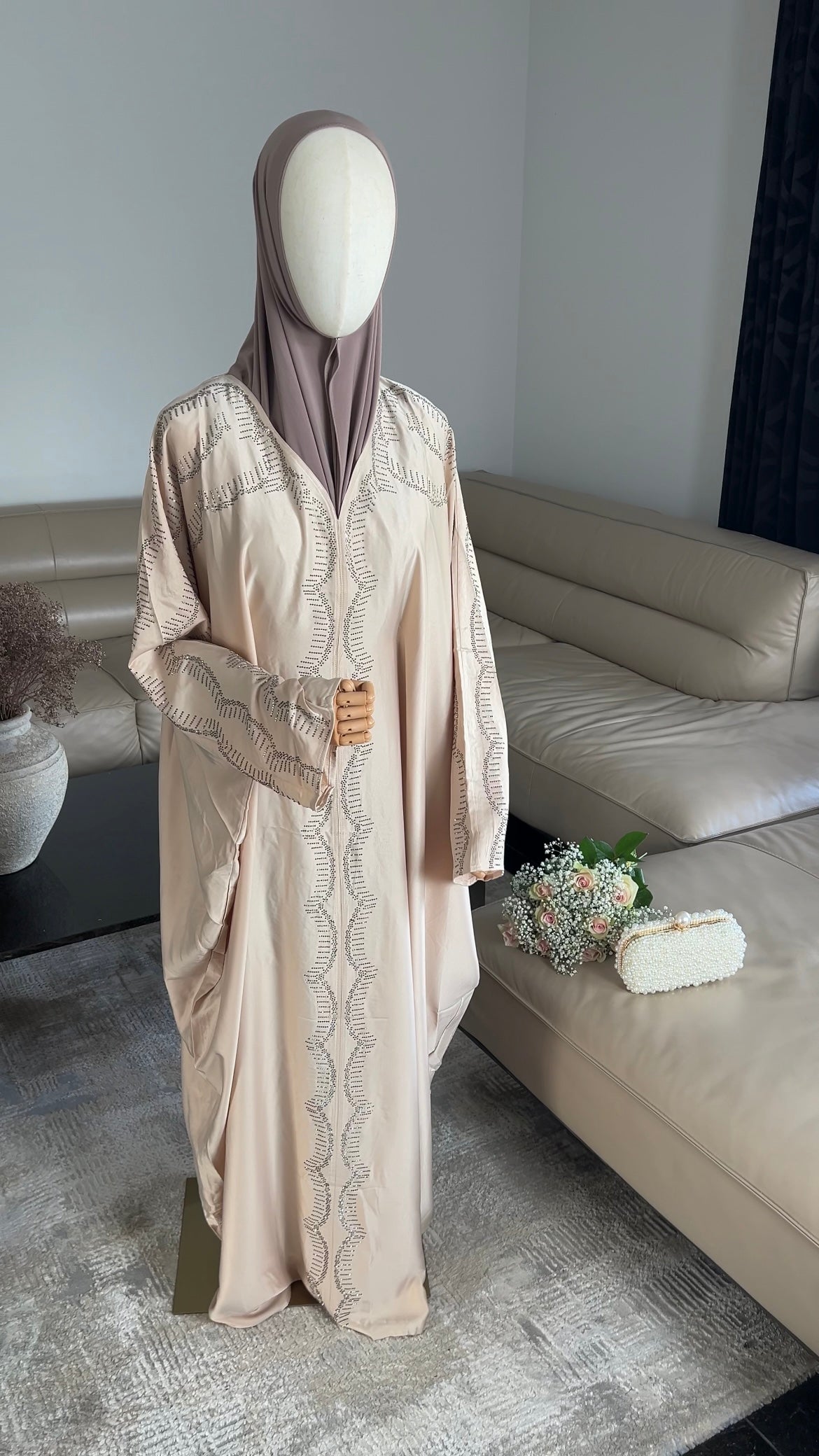STONE ABAYA BEIGE