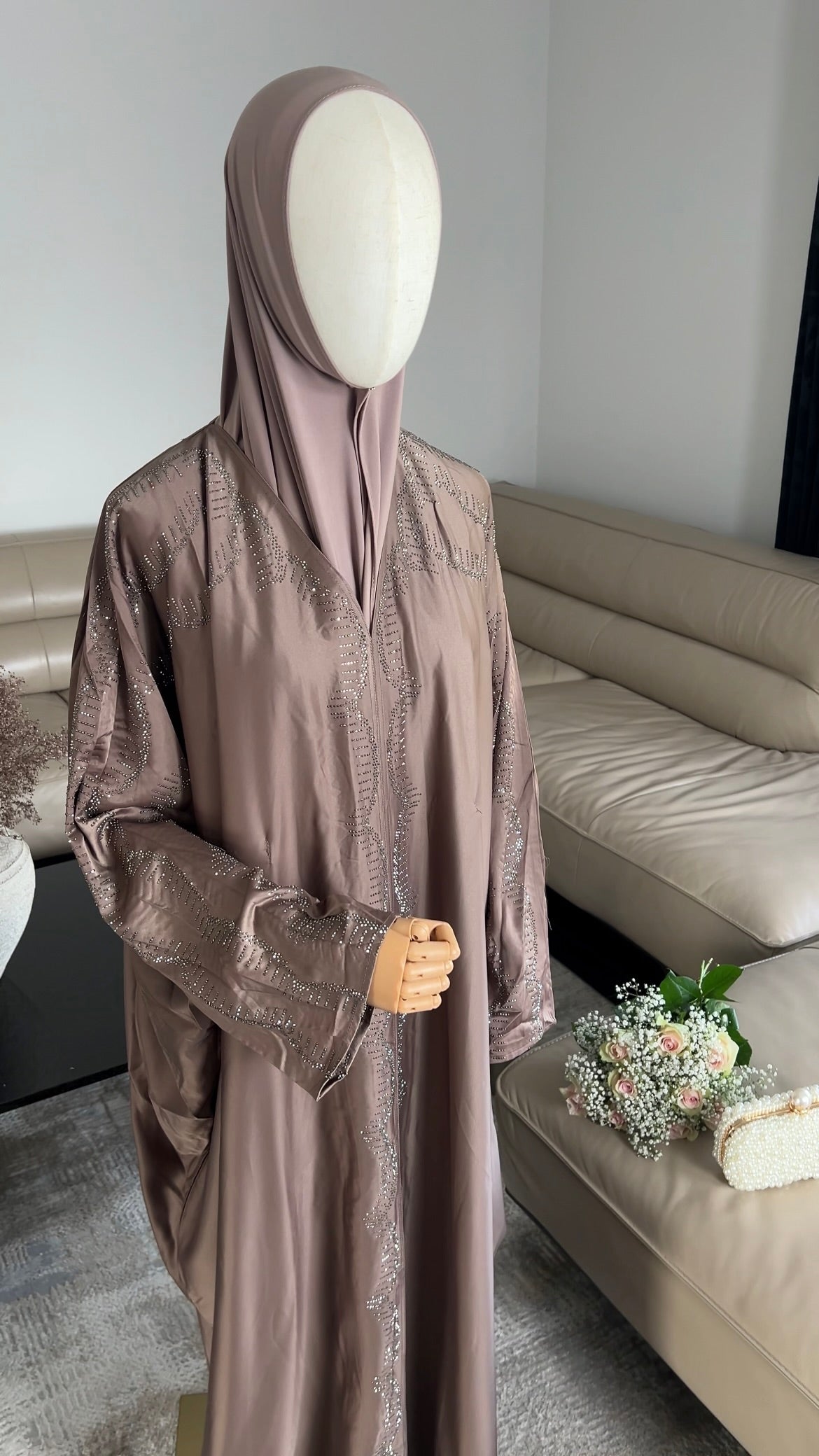 STONE ABAYA TAUPE