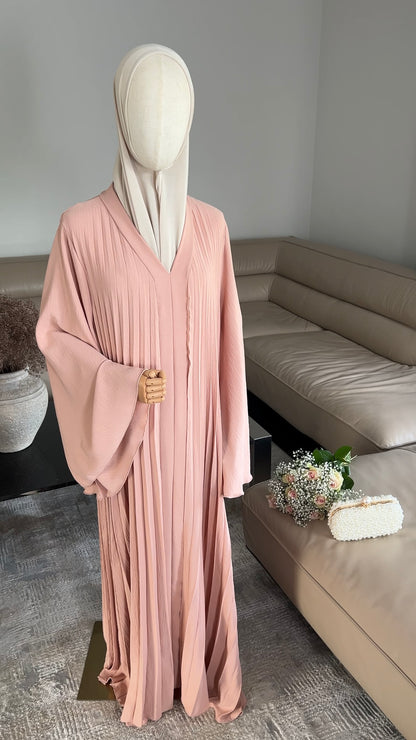 PLEATED DRESS PEACH
