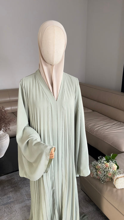 GREEN PLEATED DRESS