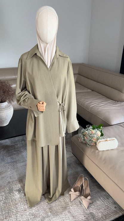 WRAP SKIRT SET OLIVE GREEN